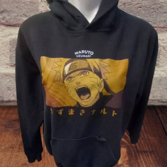 Uzumaki Naruto Mens Medium Black Hoodie Sweatshirt - Picture 1 of 7